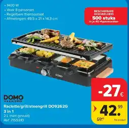 Carrefour Raclette/grill/steengrill DO9262G 3 in 1 aanbieding