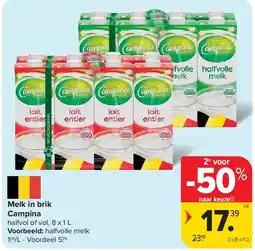 Carrefour Melk in brik Campina aanbieding