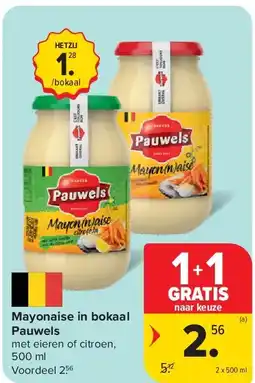 Carrefour Mayonaise in bokaal Pauwels aanbieding