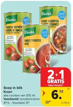 Carrefour Soep in blik Knorr aanbieding