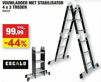 Hubo Vouwladder met stabilisator 4 x 3 treden aanbieding