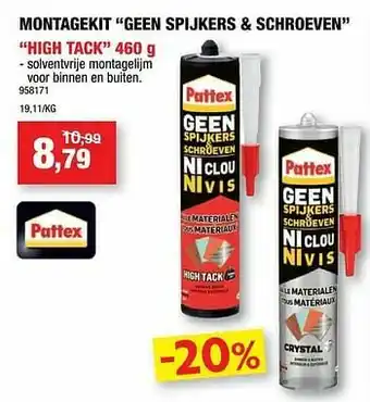 Hubo Montagekit geen spijkers + schroeven high tack aanbieding