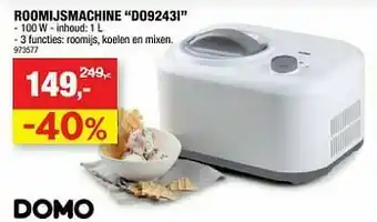 Domo elektro roomijsmachine do9243i