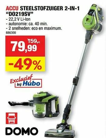 Hubo Domo elektro accu steelstofzuiger 2-in-1 do219sv aanbieding