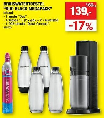 Hubo Sodastream bruiswatertoestel duo black megapack aanbieding