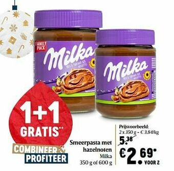 Delhaize Smeerpasta met hazelnoten milka aanbieding