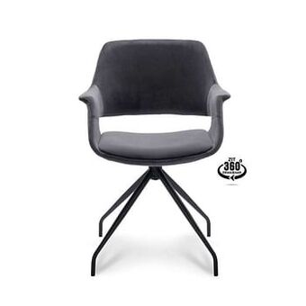Leen Bakker Eetkamerstoel Riccione - velvet - donkergrijs - Leen Bakker aanbieding