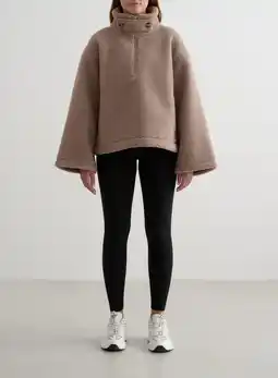 Decathlon Dames Pile Jas A-lijn Mouwen Donkerbeige aanbieding