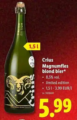 Lidl Crius magnumfles blond bier aanbieding