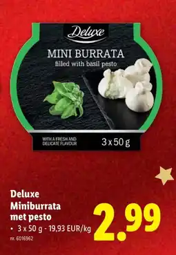 Lidl Deluxe Miniburrata met pesto .3 x 50 g aanbieding