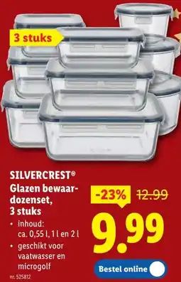 Lidl SILVERCREST Glazen bewaar- dozenset,3 stuks aanbieding