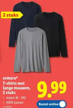Lidl esmaraⓇ T-shirts met lange mouwen, 2 stuks aanbieding