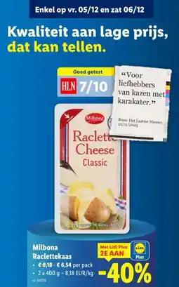 Lidl Milbona Raclettekaas aanbieding