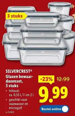 Lidl Silvercrest Glazen Bewaardozen Set aanbieding