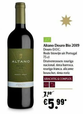 Delhaize Altano douro bio 2019 douro d.o.c. rode biowijn uit portugal aanbieding