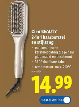 Lidl Cien beauty 2-in 1 haarborstel en stijltang aanbieding