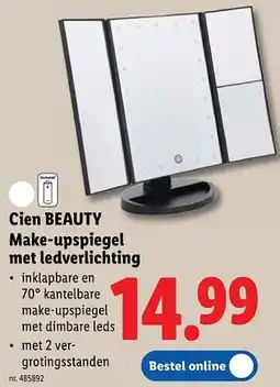 Lidl Cien Beauty Make-upspiegel met Ledverlichting aanbieding