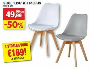 Hubo Stoel lisa wit of grijs aanbieding
