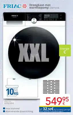Eldi Friac Droogkast met warmtepomp DKW1010E aanbieding