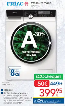 Eldi Friac Wasautomaat WA8411A aanbieding