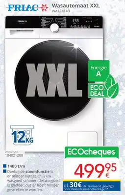 Eldi Friac wasautomaat XXL WA12A140 aanbieding