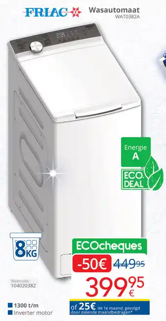 Friac wasautomaat WAT0382A
