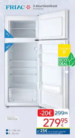 Eldi Friac2-deurskoelkast KK2530/2D aanbieding