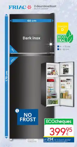 Eldi Friac 2-deurskoelkast KK3101/2DDXNF aanbieding