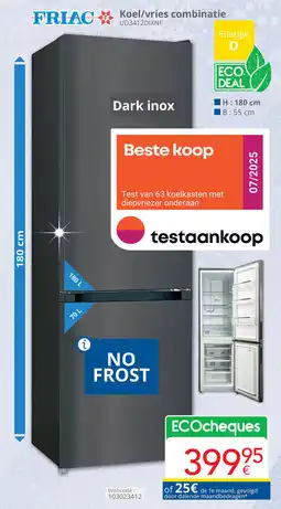 Eldi Friac Koel/vries combinatie UD3412DIXNF aanbieding