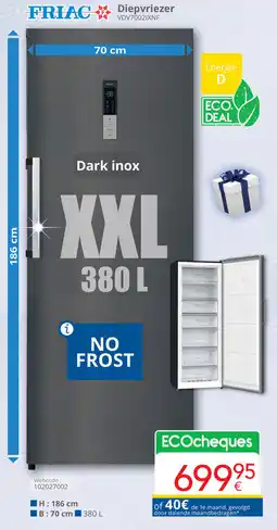 Eldi Friac Diepvriezer VDV70021XNF aanbieding