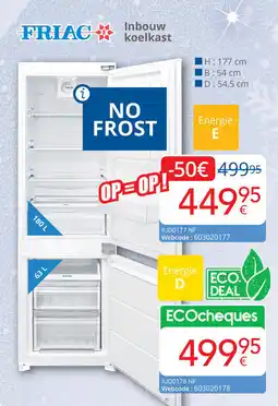 Eldi Friac Inbouw koelkast aanbieding