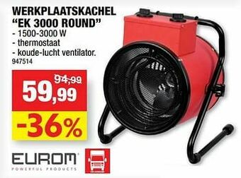 Hubo Eurom werkplaatskachel ek 3000 round aanbieding