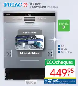 Eldi Friac Inbouw vaatwasser IVW3110LIX aanbieding