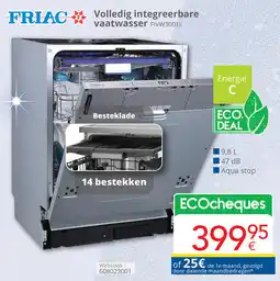 Eldi Friac Volledig integreerbare vaatwasser FIVW3001L aanbieding