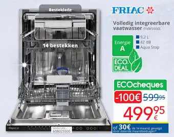 Friac Volledig integreerbare vaatwasser FIVW5500L