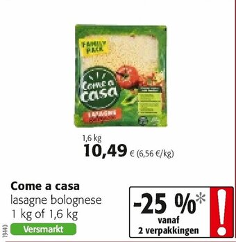 Colruyt Come a casa lasagne bolognese aanbieding