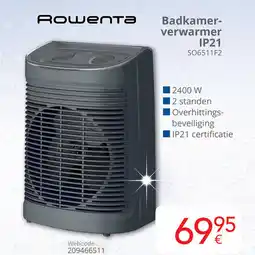 Eldi Rowenta Badkamer verwarmer IP21 SO6511F2 aanbieding