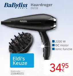 Eldi BaByliss Haardroger D572E aanbieding