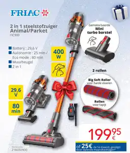 Eldi Friac 2 in 1 steelstofzuiger Animal/Parket HC900 aanbieding