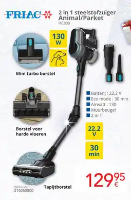 Eldi Friac 2 in 1 steelstofzuiger Animal/Parket HC800 aanbieding