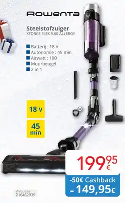 Eldi Rowenta Steelstofzuiger XFORCE FLEX 9.60 ALLERGY aanbieding