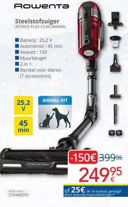 Eldi Rowenta Steelstofzuiger XFORCE FLEX 12.60 ANIMAL aanbieding