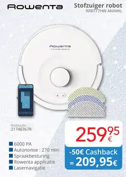 Eldi Rowenta Stofzuiger robot RR8777HW ANIMAL aanbieding