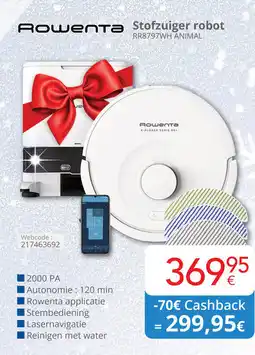 Eldi Rowenta Stofzuiger robot RR8797WH ANIMAL aanbieding