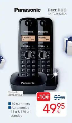 Eldi Panasonic Dect DUO KX-TG1612BLH aanbieding