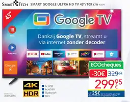 Eldi Smart tech smart google ultra HD TV 43VA1 aanbieding