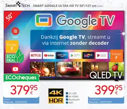 Eldi Smart tech smart google ultra HD TV 50VA1 aanbieding