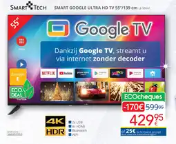 Eldi Smart google ultra HD TV LE-55VA1 aanbieding