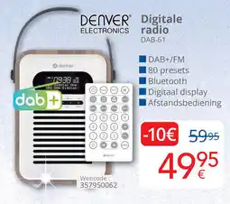 Eldi Denver electronics digital radio DAB-61 aanbieding