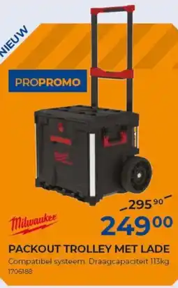 Meno Milwaukee packout trolley met lade aanbieding